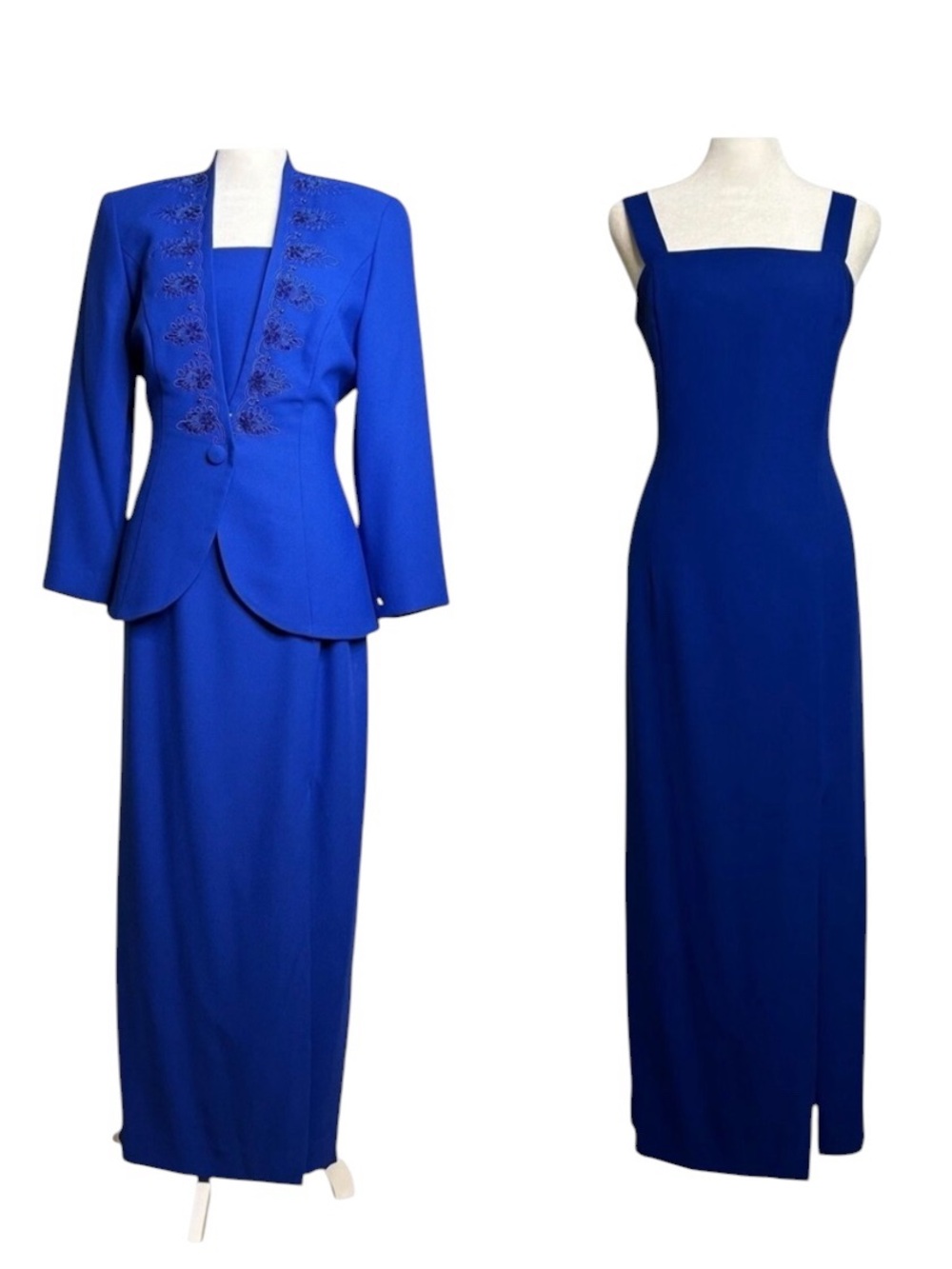 Karen Miller NY Formal Dress Two Piece Size 8 Blue Vintage USA Mother of Bride